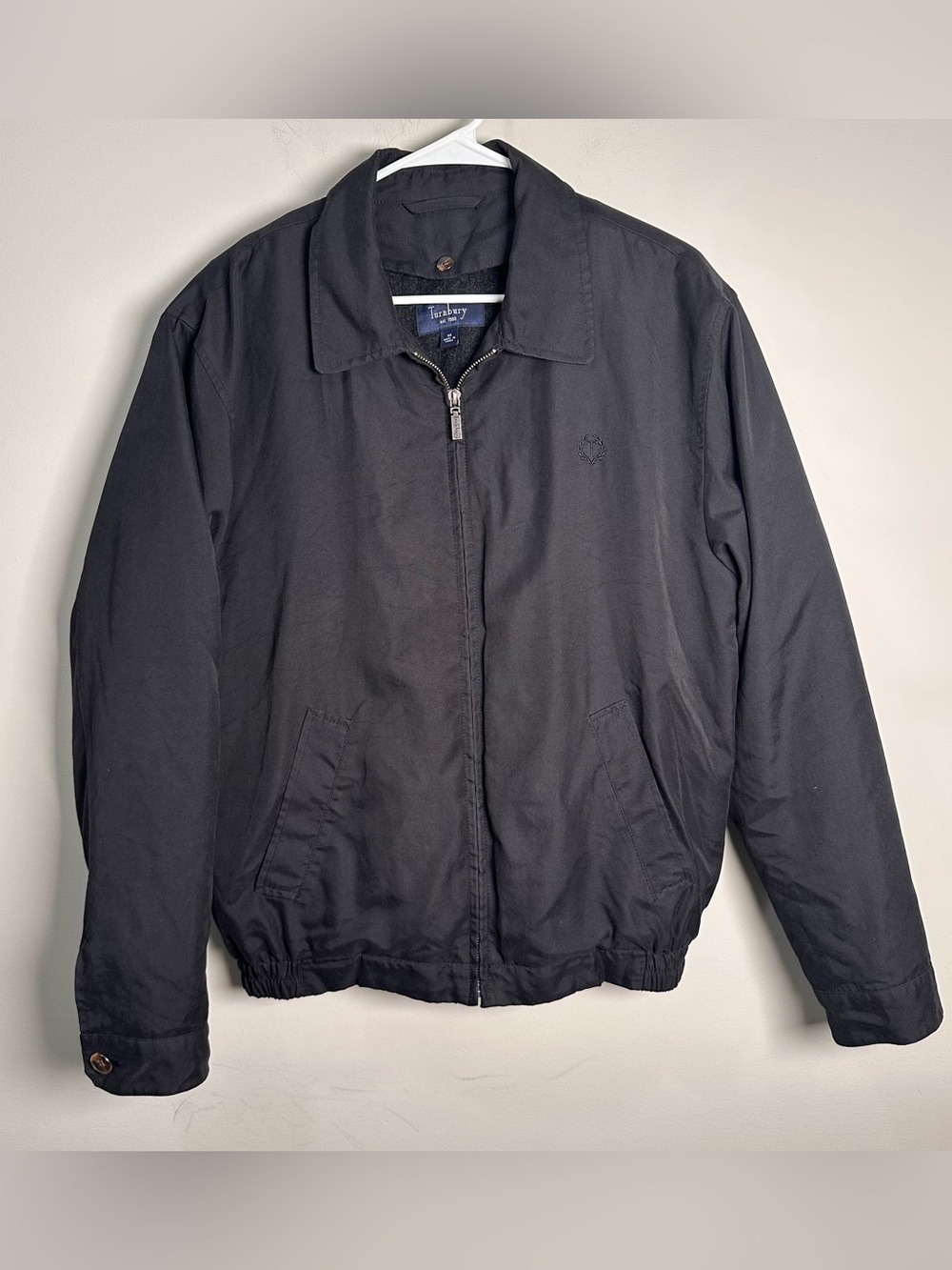 Turnbury Men's Medium Black Button Casual Lined Winter Full Zip Bomber Jacket